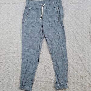 Athleta Size 6 Cabo Linen Jogger Chambray Blue Casual Comfy Lounge Travel
